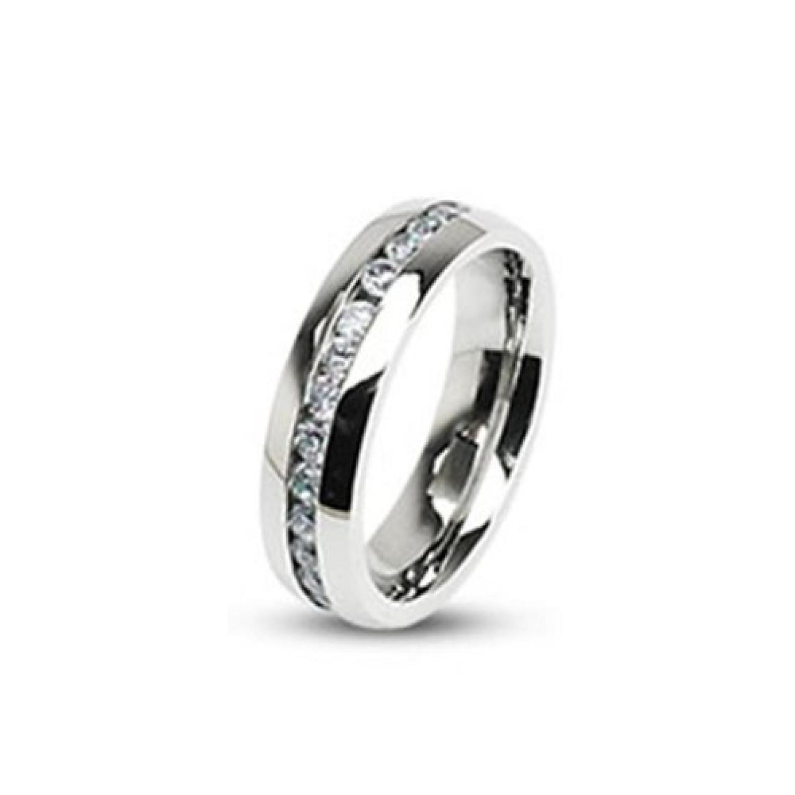 Coolbodyart Unisex Edelstahl Ring 8 mm breit silber "Ewigkeit" mit klaren Edelsteinen, 5 Gr&ouml;&szlig;en zur Auswahl, verf&uuml;gbare Gr&ouml;&szlig;en 60 (19) - 69 (22) 